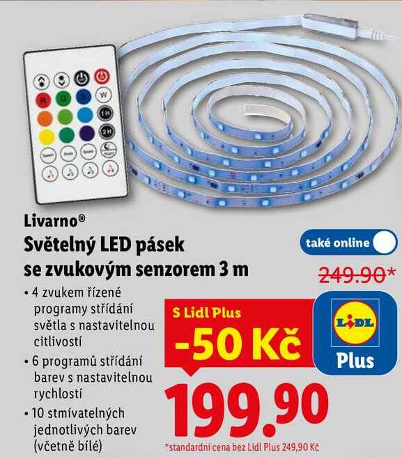 Livarno Světelný LED pásek se zvukovým senzorem 3 m   