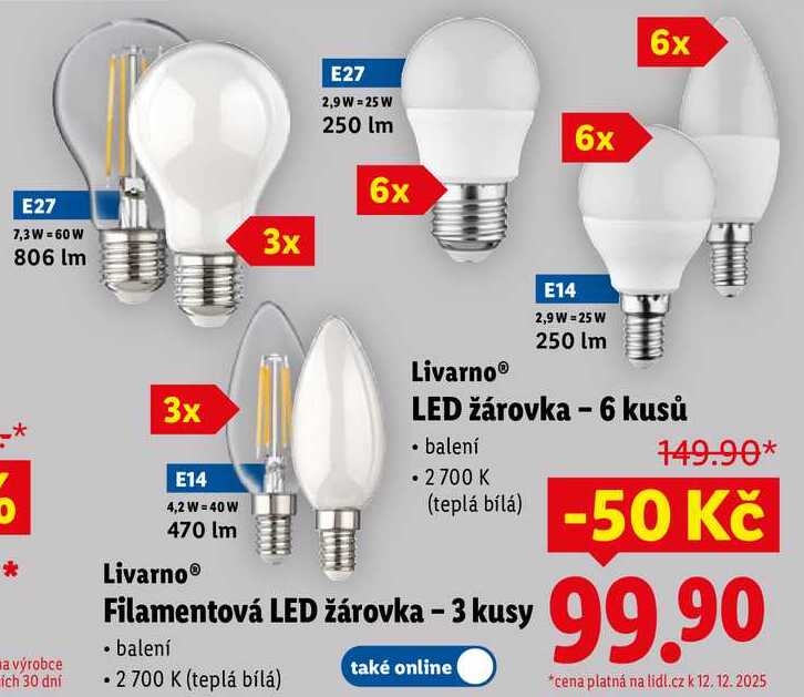 Filamentová LED žárovka - 3 kusy   
