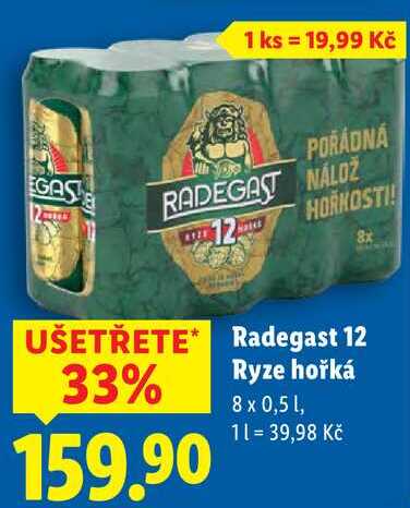 Radegast 12 Ryze hořká, 8x 0,5 l