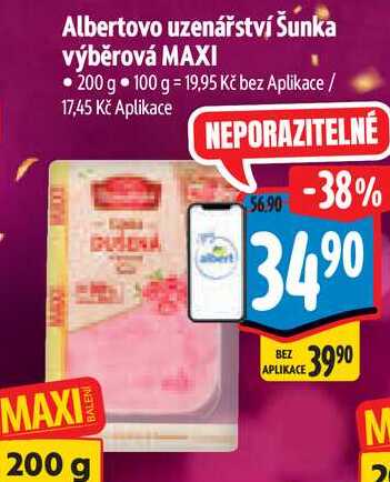 Albertovo uzenářství Šunka výběrová MAXI, 200 g
