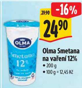 Olma Smetana na vaření 12%, 200 g