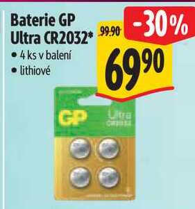 Baterie GP Ultra CR2032, 4 ks