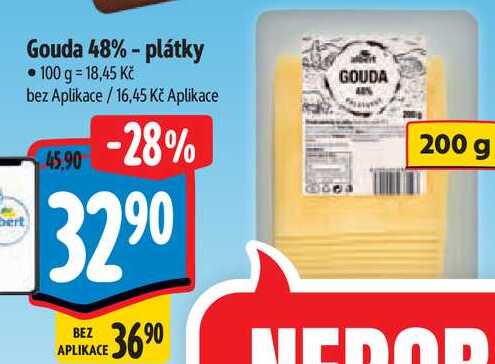 Gouda 48% - plátky, 200 g