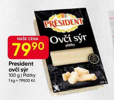 President ovčí sýr 100 g, Plátky 