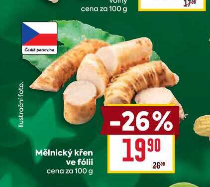Mělnický křen ve fólii cena za 100g