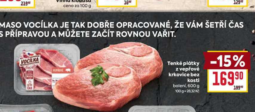 Tenké plátky z vepřové krkovice bez kosti balení, 600 g 