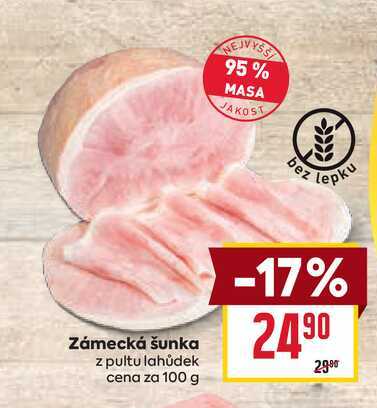Zámecká šunka z pultu lahůdek cena za 100g