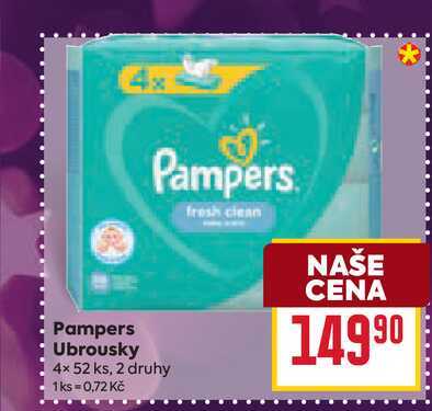 Pampers Ubrousky 4× 52 ks