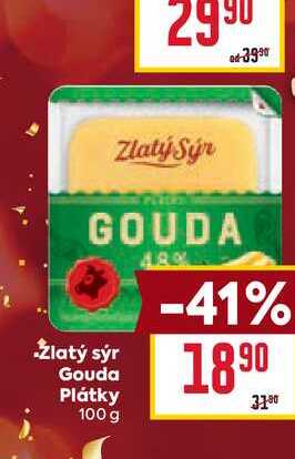 Zlatý sýr Gouda Plátky 100g 