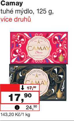 Camay tuhé mýdlo, 125 g