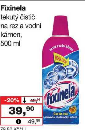 Fixinela tekutý čistič na rez a vodní kámen, 500 ml