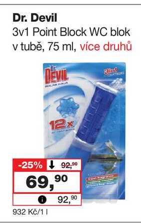 Dr. Devil 3v1 Point Block WC blok v tubě, 75 ml