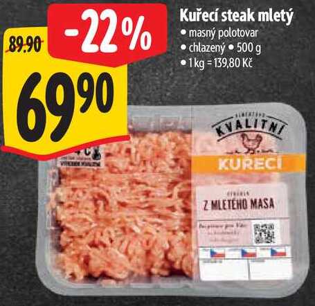 Kuřecí steak mletý, 500 g