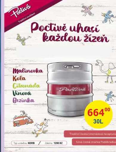 Poděbradka Poctivá Malinovka 30L