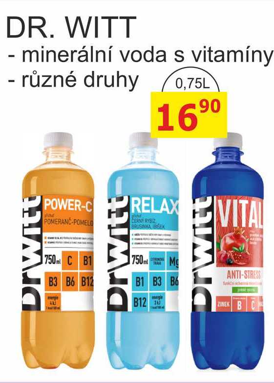 DR. WITT - minerální voda s vitamíny 0.75L