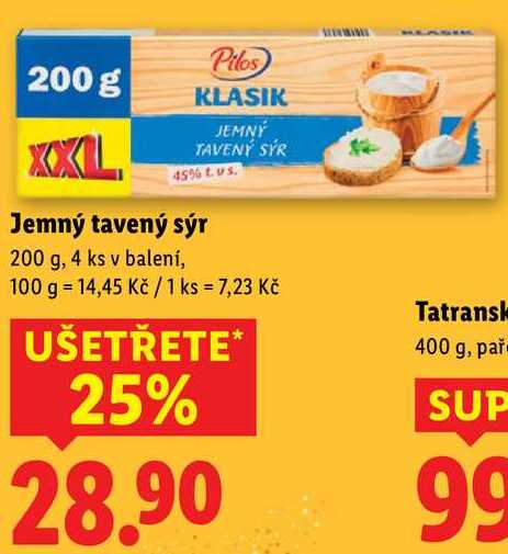 Jemný tavený sýr, 200 g