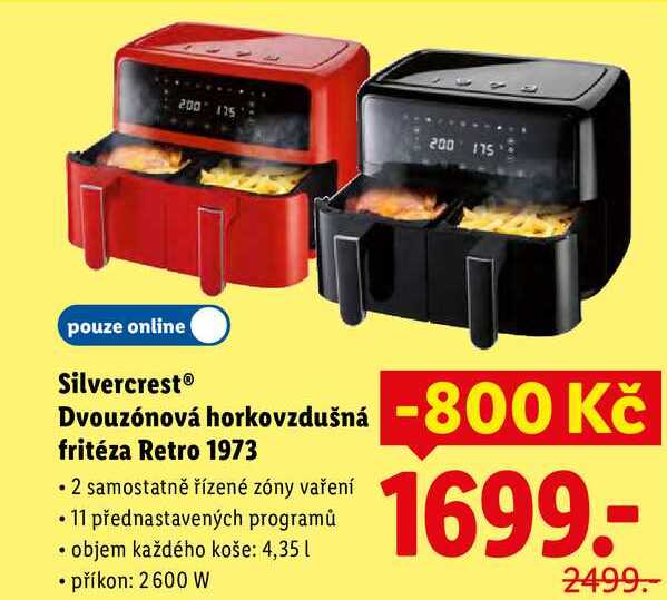 Silvercrest Dvouzónová horkovzdušná fritéza Retro 1973