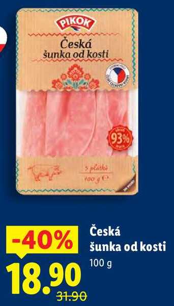 Česká šunka od kosti, 100 g 