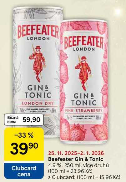 Beefeater Gin & Tonic 4.9 %, 250 ml, více druhů 
