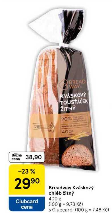 Breadway Kváskový chléb žitný, 400 g 