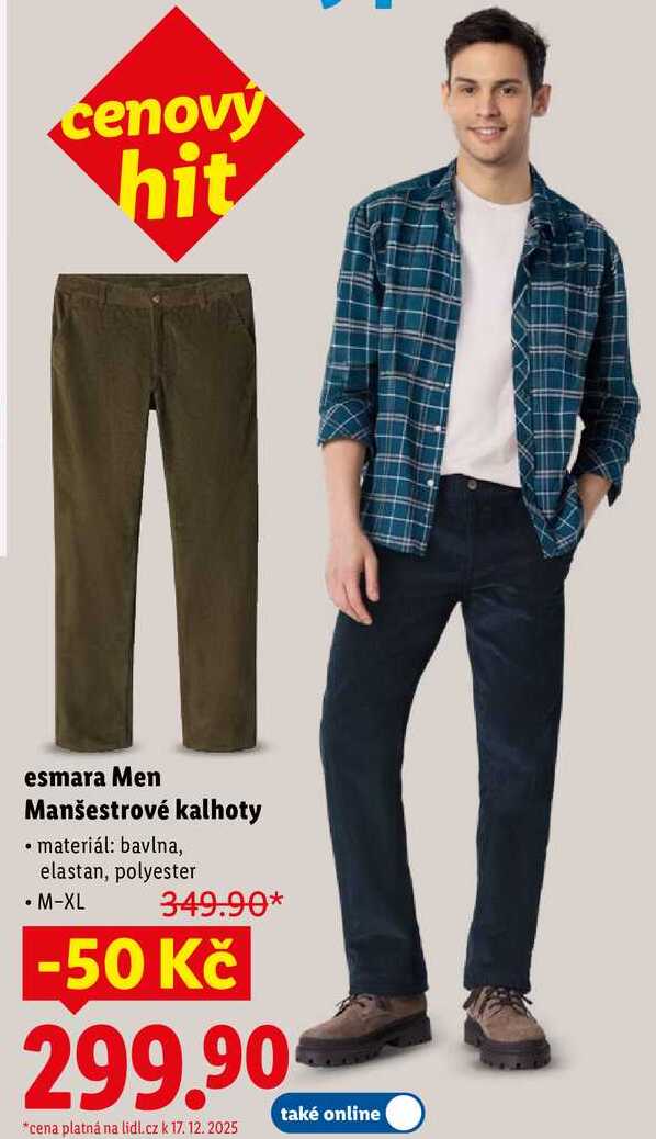 esmara Men Manšestrové kalhoty 