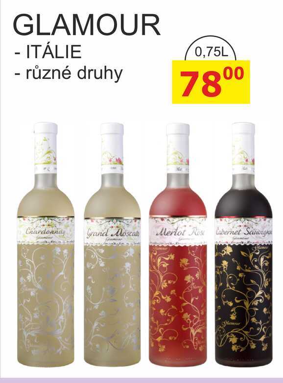 GLAMOUR - ITÁLIE - různé druhy 0,75L
