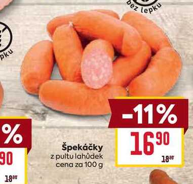 Špekáčky z pultu lahůdek cena za 100 g