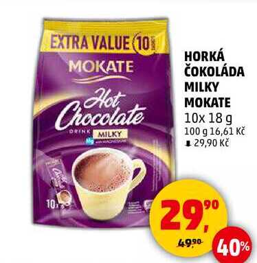 HORKÁ ČOKOLÁDA MILKY MOKATE, 10x 18 g 