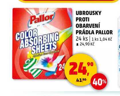 UBROUSKY PROTI OBARVENÍ PRÁDLA PALLOR, 24 ks