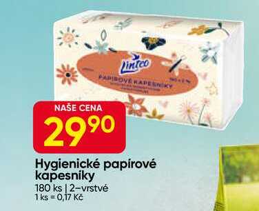 Linteo Hygienické papírové kapesníky 180 ks 2-vrstvé 