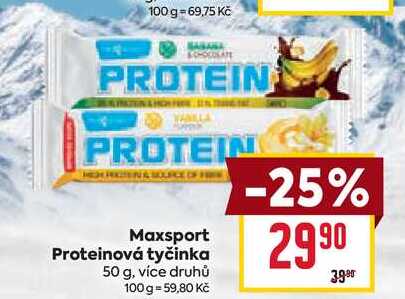 MaxSport Proteinová tyčinka 50g, vybrané druhy