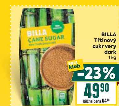 BILLA Třtinový cukr very dark 1kg 
