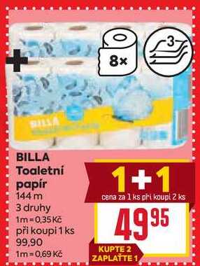 BILLA Toaletní papír 144 m