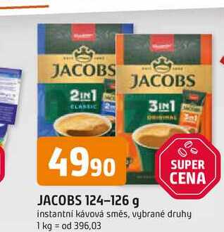 JACOBS 124-126 g instantní kávová směs, vybrané druhy 