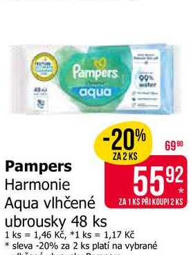 Pampers Harmonie Aqua vlhčené ubrousky 48 ks 