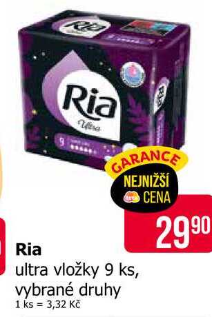 Ria Ultra dámské vložky, vybrané druhy 9ks