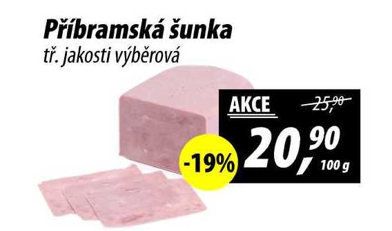 Příbramská šunka tř. jakosti výběrová, 100 g