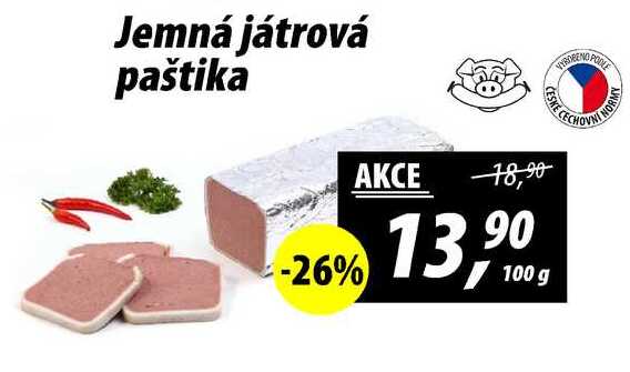Jemná játrová paštika, 100 g