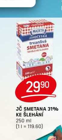 JČ SMETANA 31% KE ŠLEHÁNÍ 250 ml