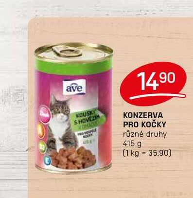 KONZERVA PRO KOČKY různé druhy 415 g