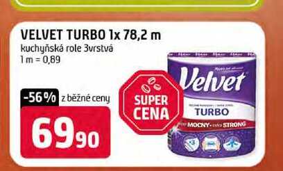 VELVET TURBO 1x 78,2 m kuchyňská role 3vrstvá 