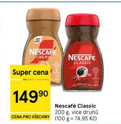 Nescafé Classic, 200 g, více druhů  