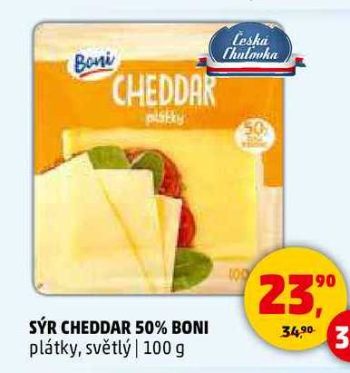 SÝR CHEDDAR 50% BONI, 100 g 