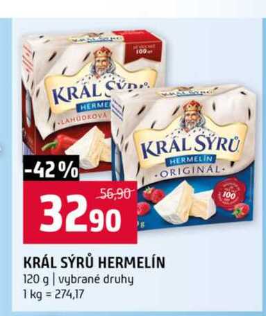 KRÁL SÝRŮ HERMELÍN 120 g vybrané druhy