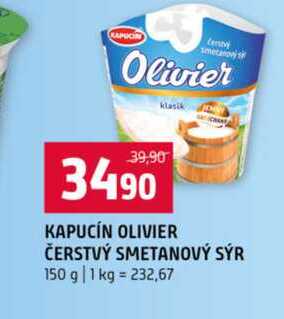 KAPUCÍN OLIVIER ČERSTVÝ SMETANOVÝ SÝR 150 g 