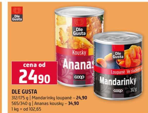 DLE GUSTA 312/175 g Mandarinky loupané Ananas kousky 