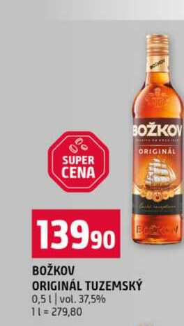 BOŽKOV ORIGINÁL TUZEMSKÝ 0,5l vol. 37,5% 