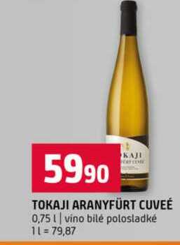 TOKAJI ARANYFÜRT CUVEÉ 0,75l vino bilé polosladké