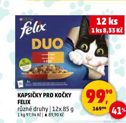 KAPSIČKY PRO KOČKY FELIX, 12x 85 g