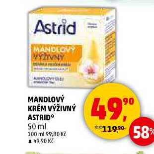 MANDLOVÝ KRÉM VÝŽIVNÝ ASTRID, 50 ml